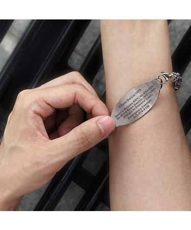 Customized Medical Alert ID Beaded Bracelet for Women | Free Engraving | Stainless Steel Personalized Emergency Identification | 6.5-8.5 Inches - Buy Online on GoSupps.com