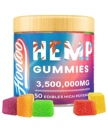 HOOLOO Hemp Gummies for Adults 6 Fruity Flavors for Deep Bedtime Relax Hemp Gummy Infused Vitamins and Omega 3 Made in USA Fruity - 3 500 000 - 1 PACK