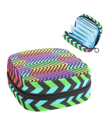 GIAPB Period Bag Sanitary Napkin Storage Bag Period Pouch Travel Makeup Bag Abstract Colorful Modern Stripes Color77