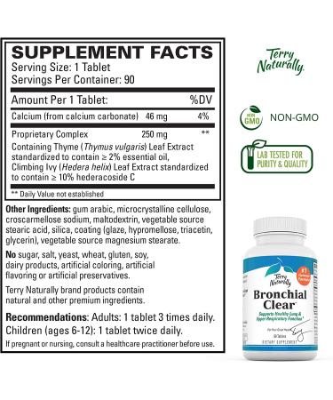 Terry Naturally Bronchial Clear 90 Tablets - Support Respiratory Health & Clear Breathing - Buy Online on GoSupps.com