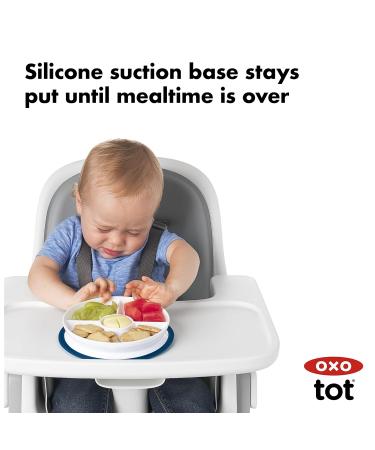 OXO Tot Stick & Stay Suction Divided Plate | Navy Blue | Best Child-Friendly Dinnerware for Easy Mealtime - Buy Online on GoSupps.com