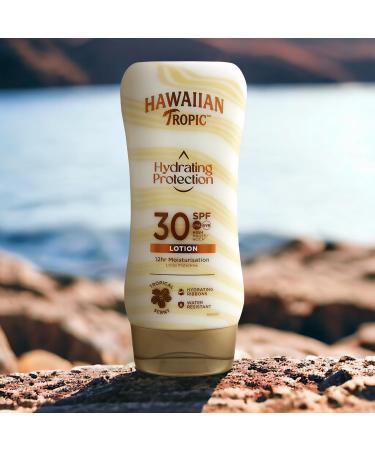 Hawaiian Tropic - Hydrating Protection Sunscreen SPF 30 UVA and UVB Protection 180 ml 12-Hour Moisturisation with Cocoa and Shea Butter Water Resistant Vegan - Buy Online on GoSupps.com