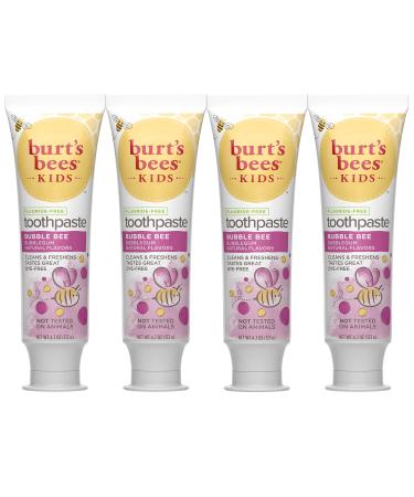 Burt s Bees Kids Toothpaste Bubblegum Flavor Fluoride Free Bubble Bee 4.7 oz Pack of 4