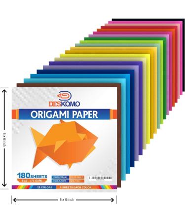 Deskomo Origami Paper for Kids - Double Sided - 180 Sheets - 20 Vibrant Colors - 6x6 Inches - Arts and Crafts - Buy Online on GoSupps.com