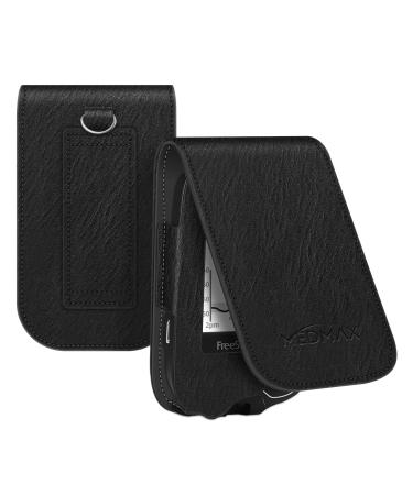 MEDMAX PU Leather Protective Case for Freestyle Libre 2 / Libre Reader, Lightweight Shockproof Diabetic Storage Carrying Case with Carabiner Clip and Handle (Black) - Buy Online on GoSupps.com