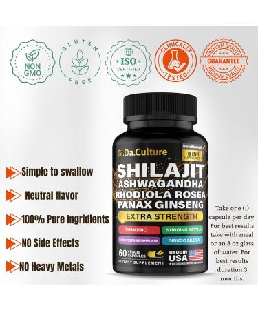 Gi.Da.Culture Shilajit Capsules + NAD+ Supplement Cellular Energy Brain Fog Support Focus Anti-Aging Mitochondrial Health for Men & Women - Buy Online on GoSupps.com