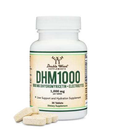 DHM1000 Dihydromyricetin (DHM) Tablets - Most Powerful DHM Supplement on The Market - 1,000mg (30 Count) Enhanced with Electrolytes for Hydration and Liver Support by Double Wood