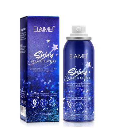 Body Glitter Spray, Shiny Glitter Spray Highlighter for Skin, Face, Hair and Clothing, Quick-Drying Waterproof Body Shimmery Spray (2.11 oz) (Shiny Glitter Spray 1pcs)
