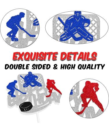 Ice Hockey Cake Topper Happy Birthday Sign Cake Decorations Puck Theme for Kids Girl Boy Man Women Birthday Party Supplies Sliver Glitter Double Sided - Buy Online on GoSupps.com