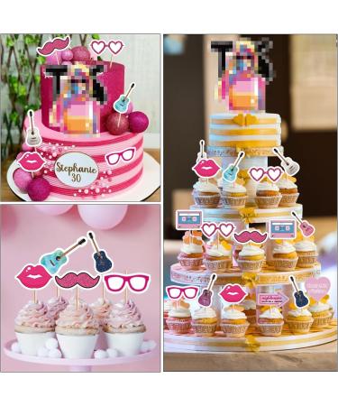 XANGNIER 36pcs Taylor Singer Birthday Party Cake Topper Cake Decorations with Guitar for Music Lover's Concert Themed Swifte Party Cupcake Supplies Taylor birthday party cake toppers - Buy Online on GoSupps.com
