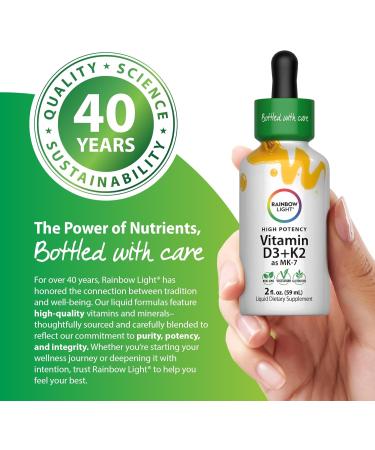Rainbow Light Vitamin D3 + K2 as MK7 | 2 Fl Oz | 2 000IU Vitamin D | High Potency Formula | Vegetarian Non-GMO Gluten Free - Buy Online on GoSupps.com