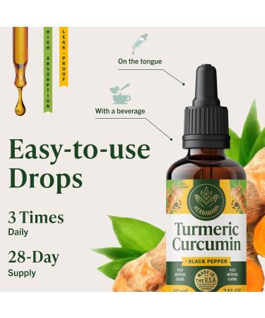 HERBAMAMA Liquid Turmeric Drops - Vegan Uric Acid & Digestive Support with Pure Turmeric Curcumin with Black Peppe Extract - Non-GMO Alcohol & Sugar-Free Antioxidant Supplement - 28-Day Supply 2 Fl Oz (Pack of 1) - Buy Online on GoSupps.com