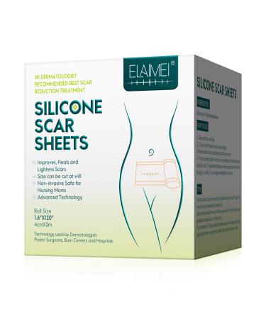 TABULA Silicone Scar Sheets 3M Roll Scar Removal Sheets Advanced Professional Scar Tape Roll for Caesarean Section Burns Surgery Keloids Acne etc.(1.6-''x 120-'') Reusable Sheets