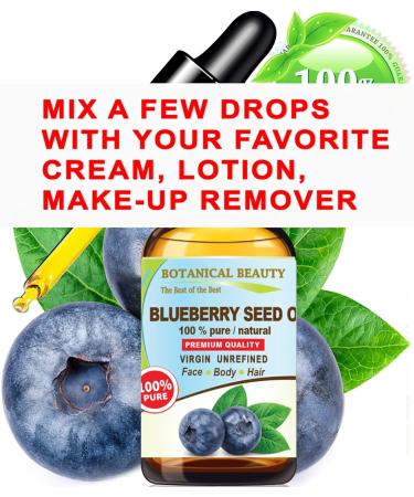 Botanical Beauty Blueberry Seed Oil - 100% Pure Natural Virgin Unrefined - Cold Pressed 0.5 Fl. Oz. for Face Skin Body Hair & Nails - Anti-Aging - Buy Online on GoSupps.com