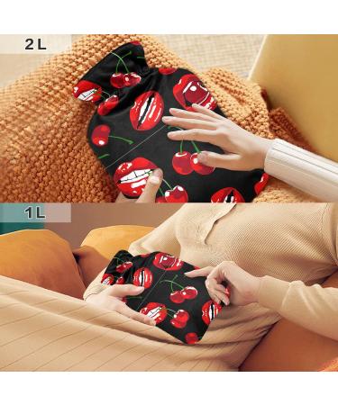 Red Lips Hot Water Bottle with Cover - 2L Cherry BPA Free | Pain Relief for Bed Hands & Feet - Buy Online on GoSupps.com
