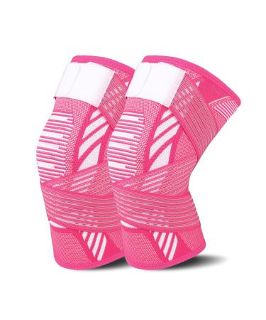 Kniebandage for women men 2 pieces of knee supports with adjustable carriers and anti -slide silicone for sports running arthritis joint pain band injury meniscal tear tendonitis (L rose red) rose red l - Buy Online on GoSupps.com