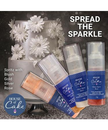 House of Cake Edible Glitter Spray Blush Non-Aerosol Paint for Cake & Bakes Simple to Use This Unique Finish Leaves a Sparkling Lustre Effect on Cakes & Decorations - Gold 10 g Metallic Gold - Buy Online on GoSupps.com