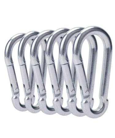 3 Inch Carabiner Clip Spring Snap Hook Heavy Duty 6pcs M8x80mm for Fitness Hammock Swing Camping Hiking