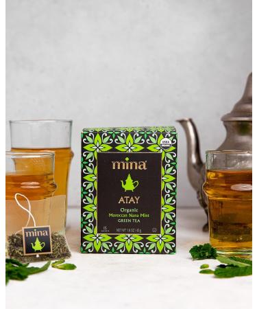 Mina Atay Moroccan Nana Mint Organic Green Tea- Refreshing Moroccan Mint Green Tea Bags, Moroccan Mint Tea Bags, Low in Caffeine - 15 Biodegradable Sachets  - Buy Online on GoSupps.com