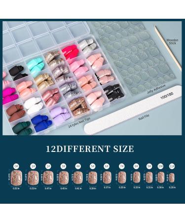 FANDAMEI Press on Nails - 24 Colors 576 PCS Short Matte & Glossy Press on Nails Glitter Press on Nails - Lightweight & Natural Fit for Stunning Nail Art - Buy Online on GoSupps.com