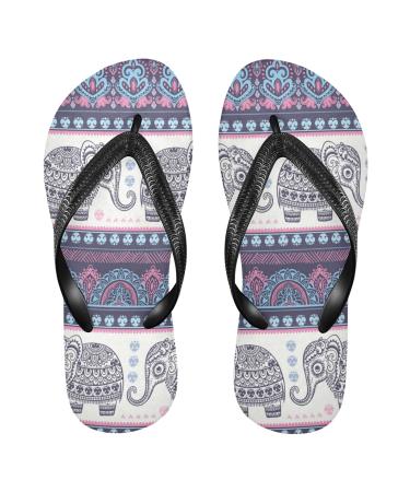 Mnsruu vintage elefant tribal flower flip flop flop flip flops flip sandals home slippers hotel spa bedroom travel l for men women medium multicolored