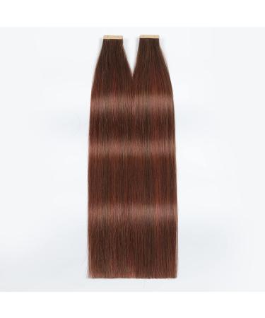 Hotlulana 24-Inch Balayage Tape In Extensions - Real Hair Chocolate Brown & Dark Red (#4/4/33) | 100% Invisible Skin Weft - 40 Pack 100g - Buy Online on GoSupps.com