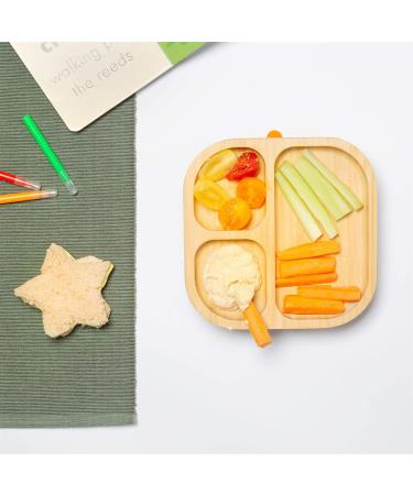 Tiny Dining Segmented Bamboo Dinner Plate with Suction Cup - Baby Toddler Weaning - Eco Friendly Kids Food Plates - Blue - Buy Online on GoSupps.com