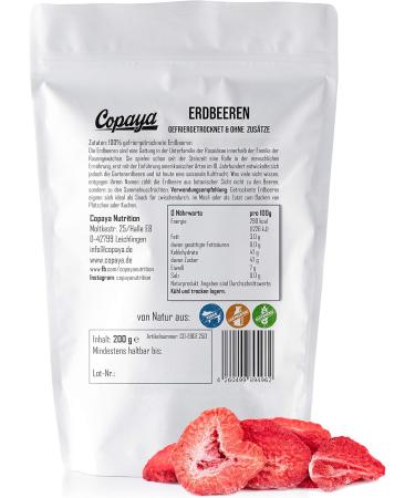  Copaya Copaya Freeze-dried strawberries in 200g slices delicately processed crispy strawberries and no additives packed in an aromatic protection bag for long life - Buy Online on GoSupps.com