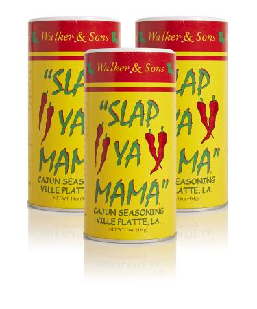 SLAP YA MAMA All Natural Cajun Seasoning from Louisiana, Original Blend, MSG Free and Kosher, 16-Ounce Canisters, Pack of 3 1 Pound (Pack of 3)