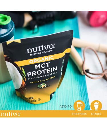 Nutiva Organic MCT Protein Shake Mix Vanilla - Plant-Based, 13.76 oz (390 g) - Buy Online on GoSupps.com