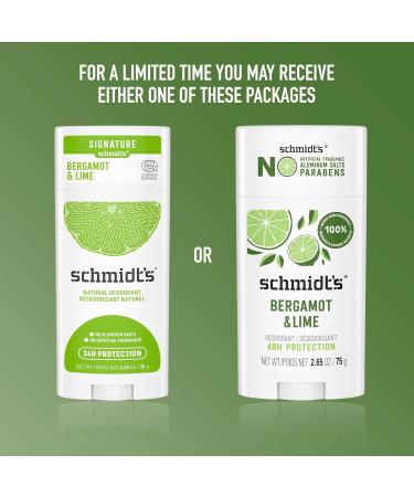 Schmidt's Aluminum-Free Vegan Deodorant Bergamot & Lime 4 Count for Women and Men with 24 Hour Odor Protection Natural Ingredients Cruelty-Free 2.65 oz - Buy Online on GoSupps.com