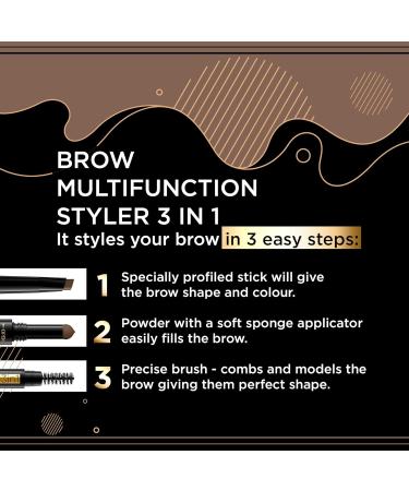 Eveline Cosmetics Brow Styler 3in1 Eyebrow Pencil No. 01 Medium Brown - Multifunctional Eyebrow Makeup for Perfect Brows - Buy Online on GoSupps.com
