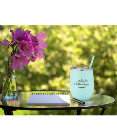 Personalized Insulated Wine Tumbler - Adventure Awaits - Mint - 12 oz - Buy Online on GoSupps.com