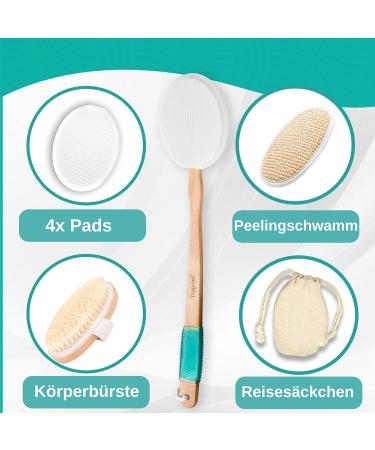 Dupore Premium Creaming Aid for Back - 2024 Set with Wood Brush Peeling Sponge & Replacement Pads - Gentle Skin Care Solution - Buy Online on GoSupps.com
