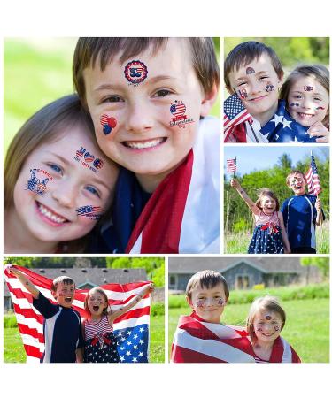 4th of July Gold Glitter Temporary Tattoos - 20 Sheets, 100Pcs Independence Day Tattoo Kit for Women & Kids - American Flag Accessories for Makeup, Costume, Parade Party - Buy Online on GoSupps.com