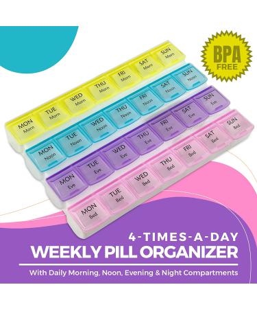 2 Pack Weekly Pill Organizer- 4-Times-a-Day Pill Planner with Daily Compartments - Travel Friendly Medication Reminder - Buy Online on GoSupps.com