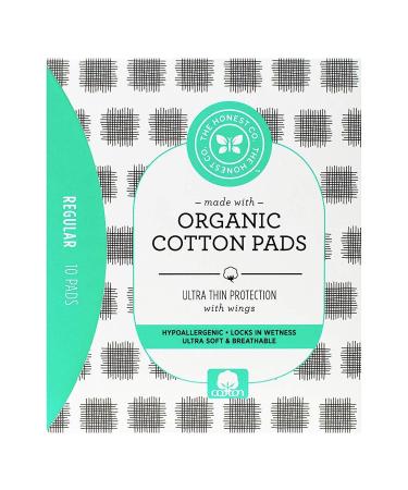 The Honest Company Organic Cotton Pads | Regular | Hypoallergenic Pads with Wings | Ultra-Soft & Ultra-Thin | PH Compatible | Breathable | Plant-Based with Organic Cotton |10 Count