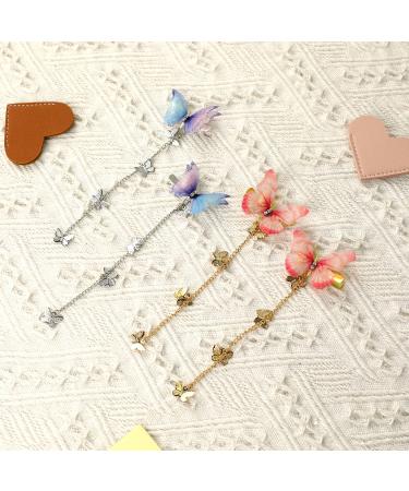 4 Pcs Tassel Butterfly Hair Clips - Fabric Butterfly Bobby Pins with Rhinestone Wings - Party Hair Accessories for Girls - Color_A - Buy Online on GoSupps.com