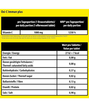 1000 mg Vitamin C Effervescent Tablets - 24 Pack | Orange Flavor | Oxi-C Immune Plus | T&D Pharma | Made in Germany - Buy Online on GoSupps.com