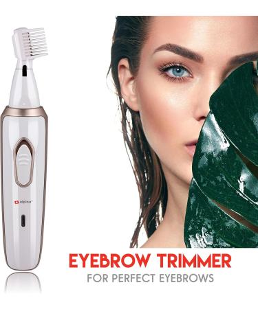 Alpina Women's Multifunctional Razor - Electric Body & Face Trimmer with Eyebrow Attachment - USB Rechargeable - White/Gold - Buy Online on GoSupps.com