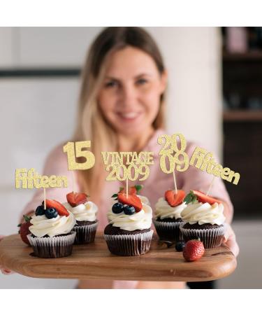 Gyufise 24Pcs Sweet 15 Cupcake Toppers Glitter Fifteen Vintage 2009 15th Birthday Cupcake Picks Hello 15 Years Birthday Cake Decorations for Happy 15th Birthday Anniversary Party Supplies Gold Gold 15th - Buy Online on GoSupps.com