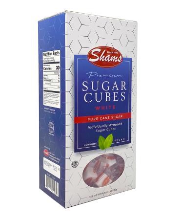 Shams Kosher Sugar Cubes  White Pure Cane Sugar Cubes, Non-GMO, Vegan, Certified Kosher - Individually Wrapped Sugar Cubes for Coffee, Cocktails, Tea 17.6 Ounce