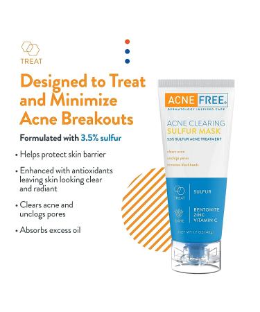Acne Free Sulfur Mask 1.7 oz - Absorbs Oil, Unclogs Pores with Vitamin C & Bentonite Clay - Buy Online on GoSupps.com