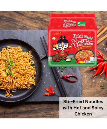 Samyang Kimchi Noodles - Hot Chicken Flavor - Ramen Buldak Spicy Noodles - Ideal Choice for your Evening Snack or Anytime Hunger (Pack of 2) Kimchi Pack of 2 - Buy Online on GoSupps.com