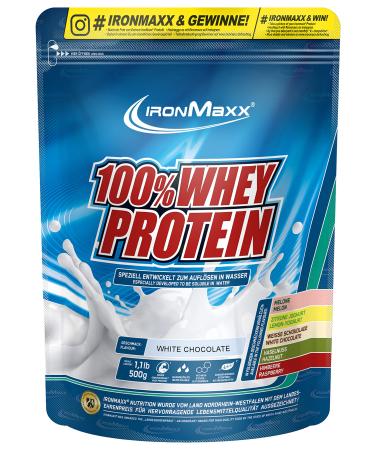 Ironmaxx 100% whey protein powder - white chocolate 500g bag |Suck -reduced water -soluble protein powder from whey protein |many different flavors