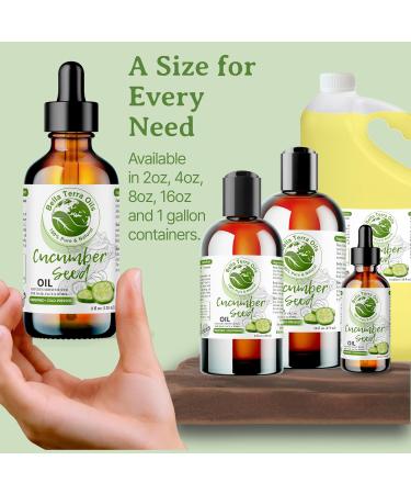 Bella Terra Oils - Cucumber Seed Oil 8 oz - Harness the Potent Nutritional Profile of Cucumber Loaded with Vitamin K & Biotin Luminous Skin Beckons 8 Fl Oz (Pack of 1) - Buy Online on GoSupps.com