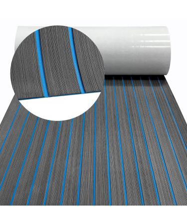 HZCHIONE Boat Flooring 94x45/35/16", EVA Foam Boat Decking Faux Teak Marine Carpet Boat Flooring Non-Slip Self-Adhesive Foam Boat Floor Mat Rolls Sheet for Motorboat RV Yacht Kayak Sea Deck Helm Pad 94.5x35.4" A-Dark Grey with Blue Seam