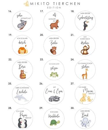 Wood Milestone Cards for Babies 30 Colorful Animal-Printed Wooden Slices | Perfect Gift for Birth & Baby Showers - Buy Online on GoSupps.com