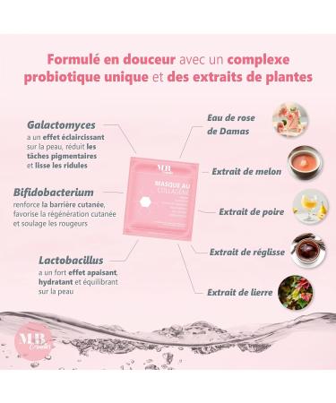 MB Cosmetics Masque au collag ne avec acide hyaluronique niacinamides et probiotiques masque visage hydratant en hydrogel pour r duire les rides. Ultra-concentr 52 000 ppm 1 pi ce 1 pi ce (lot de 1) - Buy Online on GoSupps.com