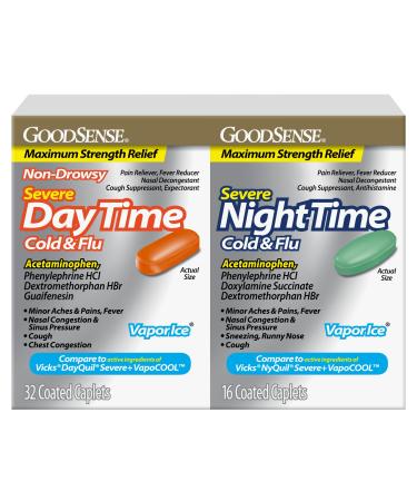 GoodSense Vapor Ice Day and Night Severe Cold and Flu Caplets Combo Pack
